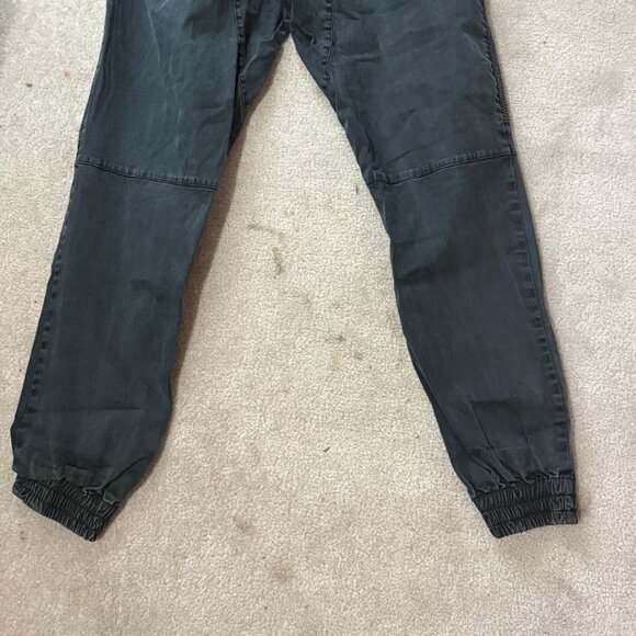 Men’s Moto Jogger Pants – Dark Grey Stretch Ribbed Knee Cargo-Style Joggers - Picture 3 of 4